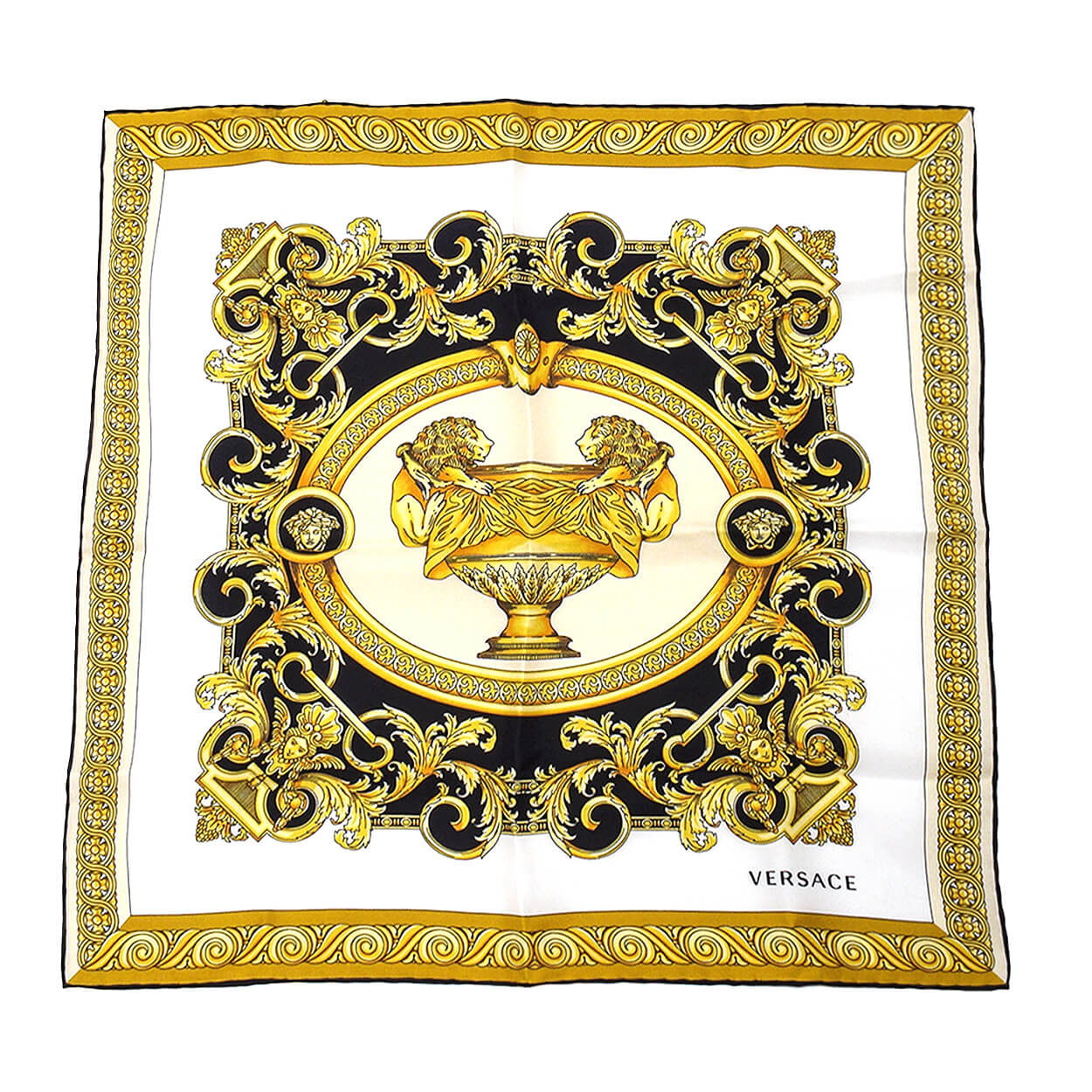Versace - Gold & White Silk La Coupe Des Dieux Eternity Ring Scarf